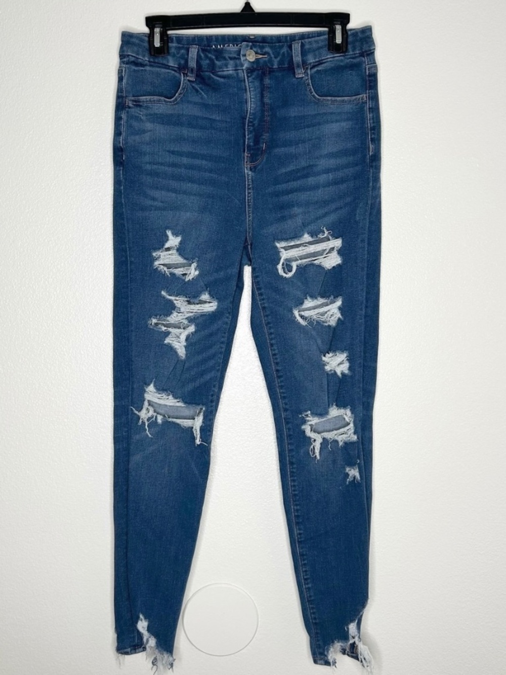 American Eagle Womens Ripped Curvy Super Hi-Rise Jegging The Dream Jean Size 8